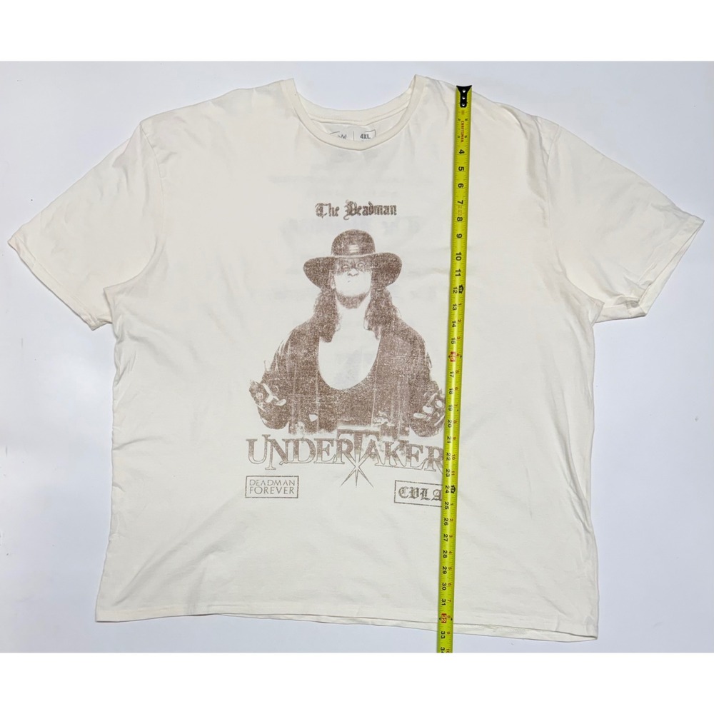 WWE x CVLA The Undertaker The Deadman Graphic T-Shirt Cream Men 4XL Wrestling